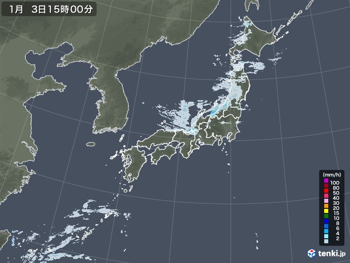 雨雲レーダー(2021年01月03日)