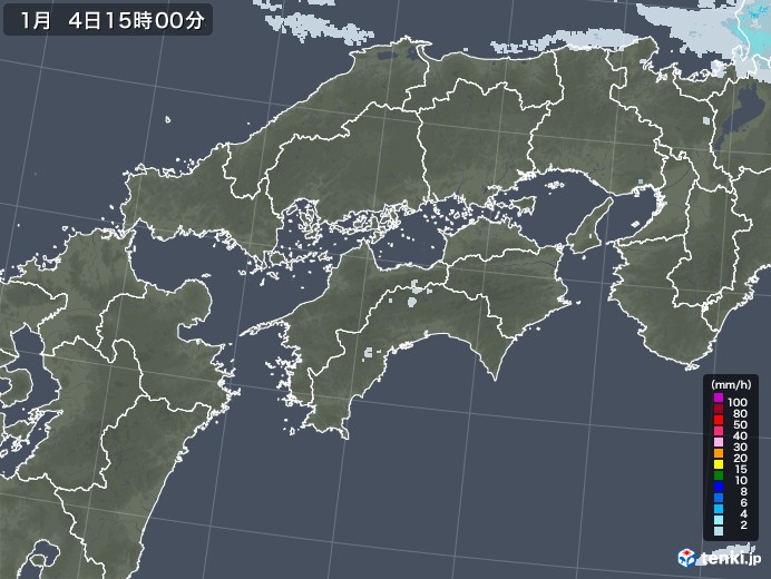 四国地方の雨雲レーダー(2021年01月04日)