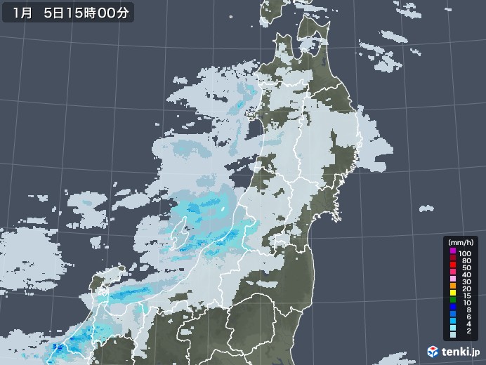 東北地方の雨雲レーダー(2021年01月05日)