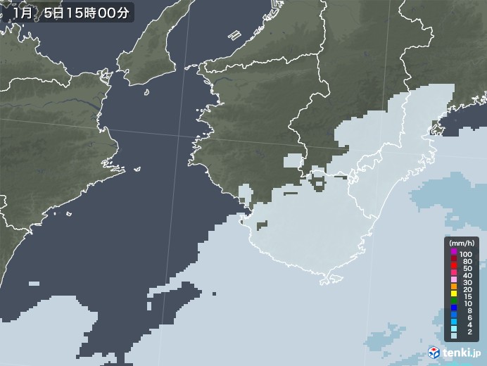 和歌山県の雨雲レーダー(2021年01月05日)
