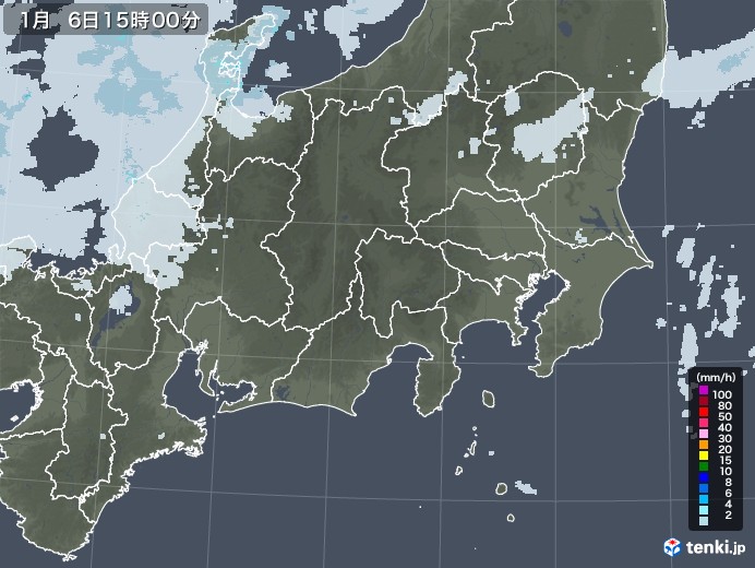 関東・甲信地方の雨雲レーダー(2021年01月06日)