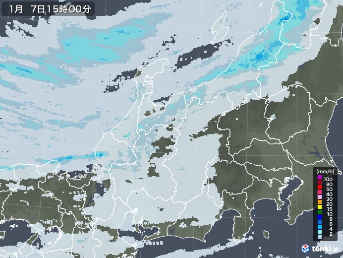 北陸地方の雨雲レーダー(2021年01月07日)