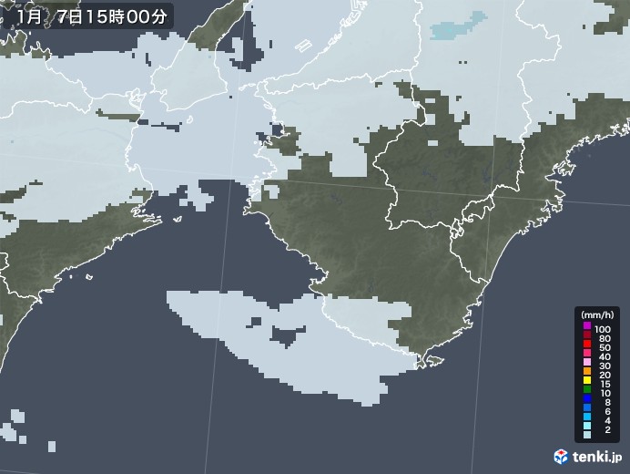 和歌山県の雨雲レーダー(2021年01月07日)