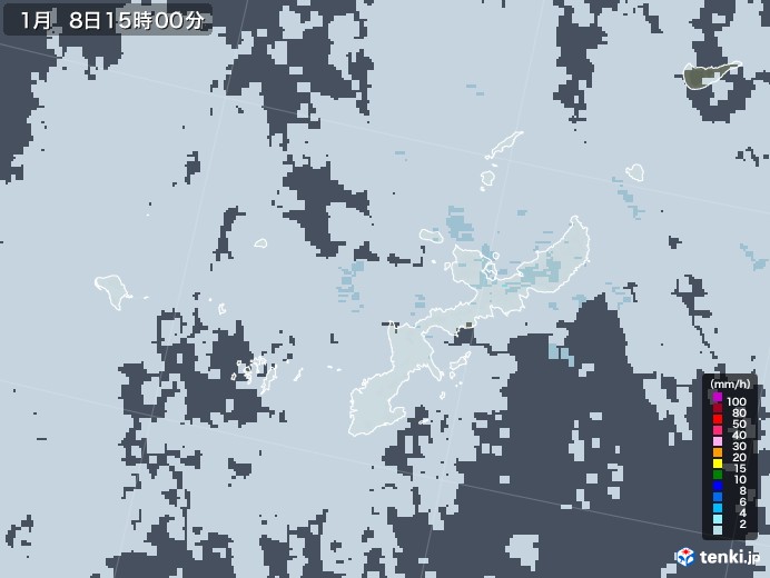 沖縄県の雨雲レーダー(2021年01月08日)
