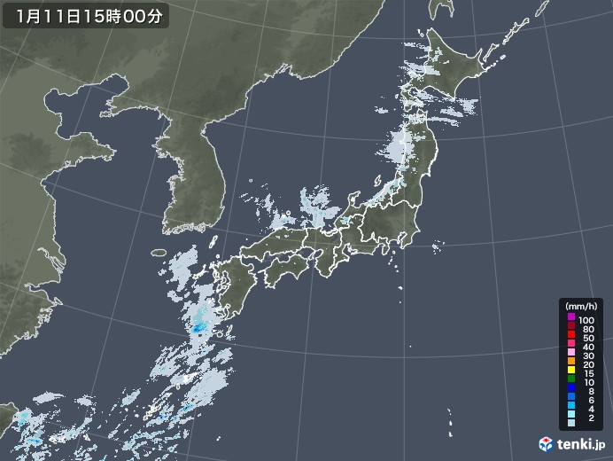 雨雲レーダー(2021年01月11日)