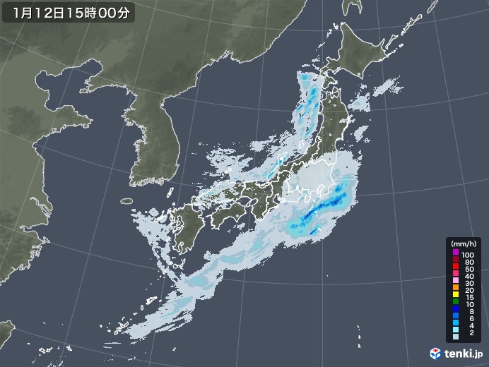 雨雲レーダー(2021年01月12日)