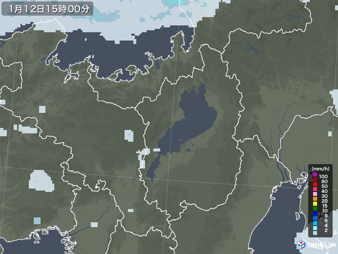 滋賀県の雨雲レーダー(2021年01月12日)