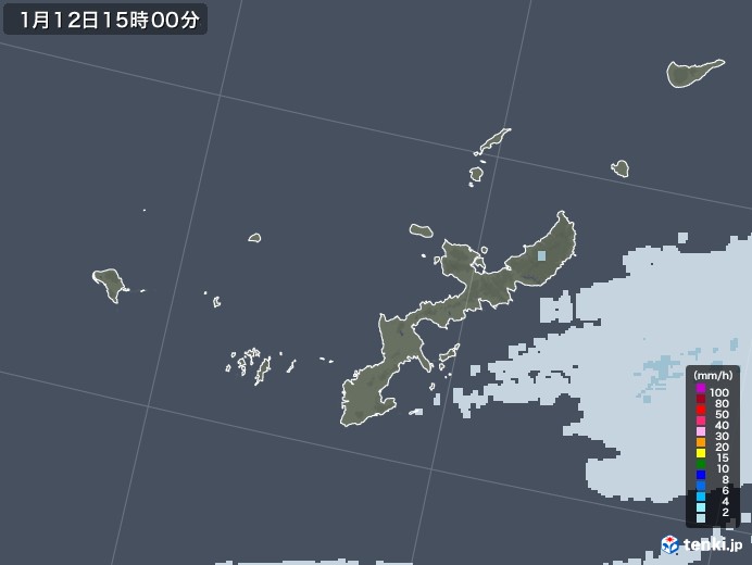 沖縄県の雨雲レーダー(2021年01月12日)