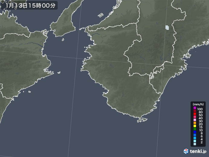 和歌山県の雨雲レーダー(2021年01月13日)