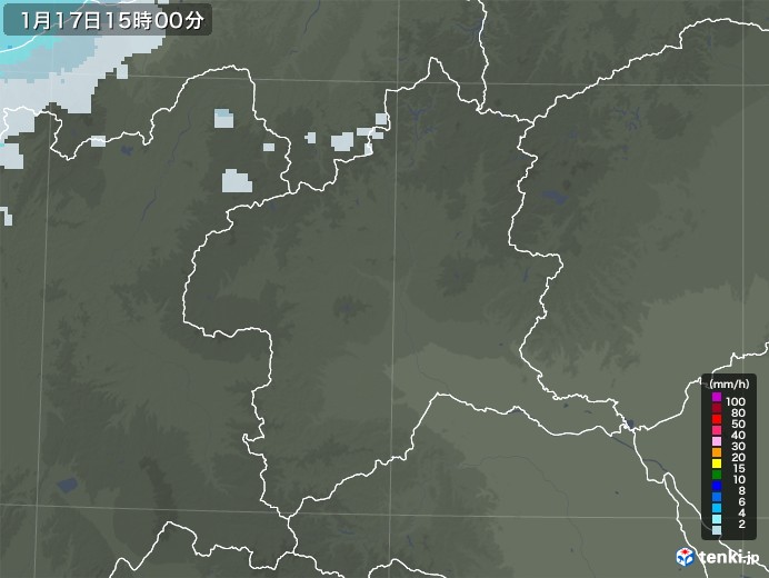 群馬県の雨雲レーダー(2021年01月17日)