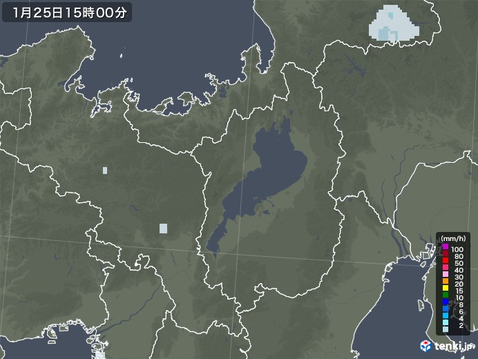 滋賀県の雨雲レーダー(2021年01月25日)