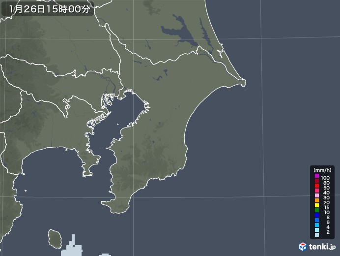 千葉県の雨雲レーダー(2021年01月26日)