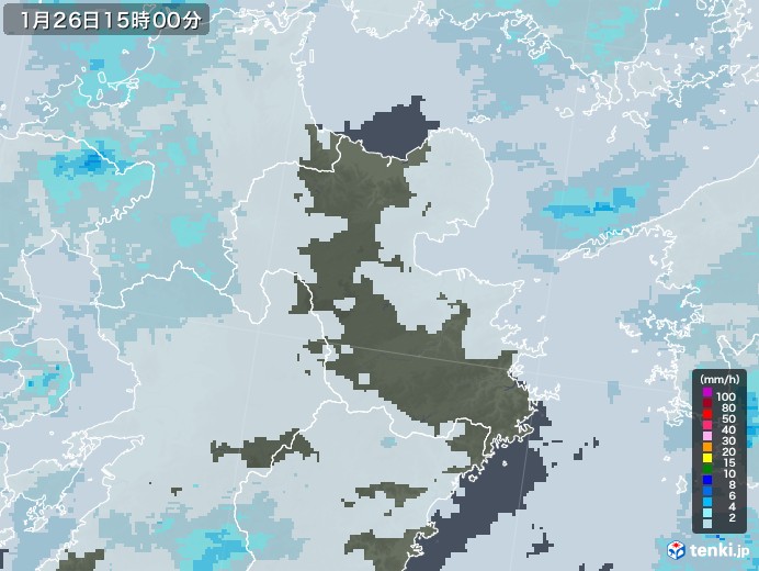 大分県の雨雲レーダー(2021年01月26日)