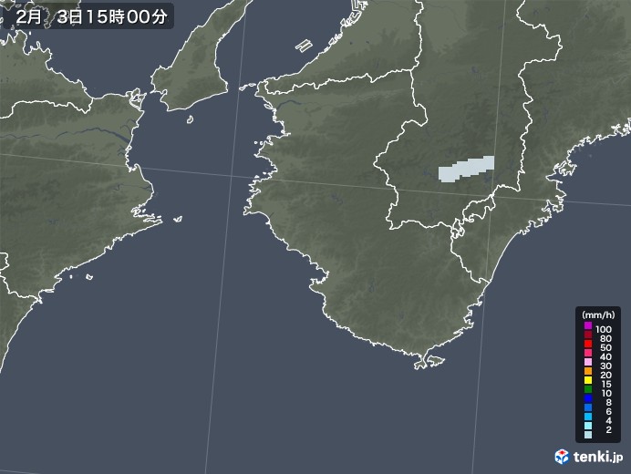 和歌山県の雨雲レーダー(2021年02月03日)