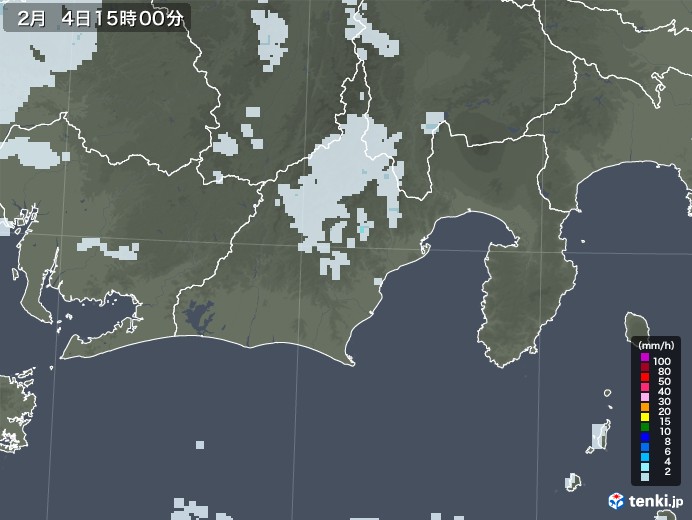 静岡県の雨雲レーダー(2021年02月04日)