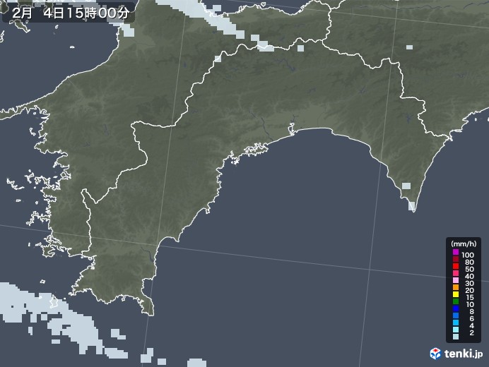 高知県の雨雲レーダー(2021年02月04日)