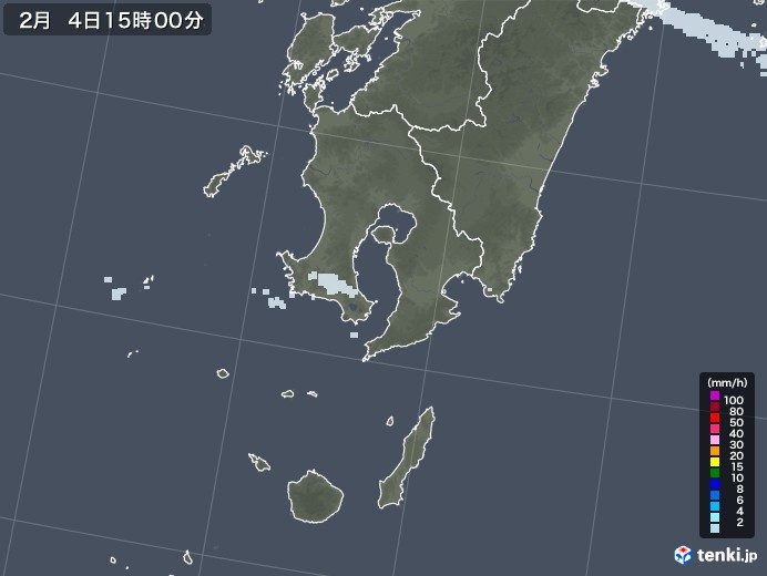 鹿児島県の雨雲レーダー(2021年02月04日)