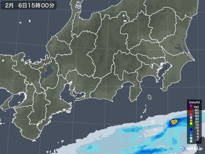 東海地方の雨雲レーダー(2021年02月06日)