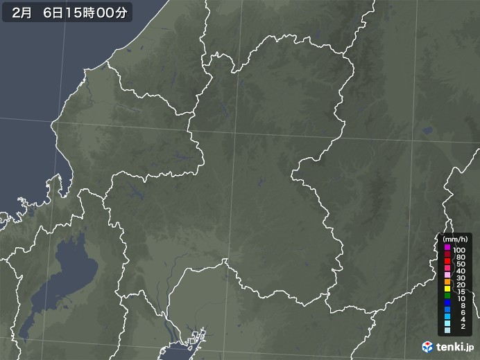 岐阜県の雨雲レーダー(2021年02月06日)