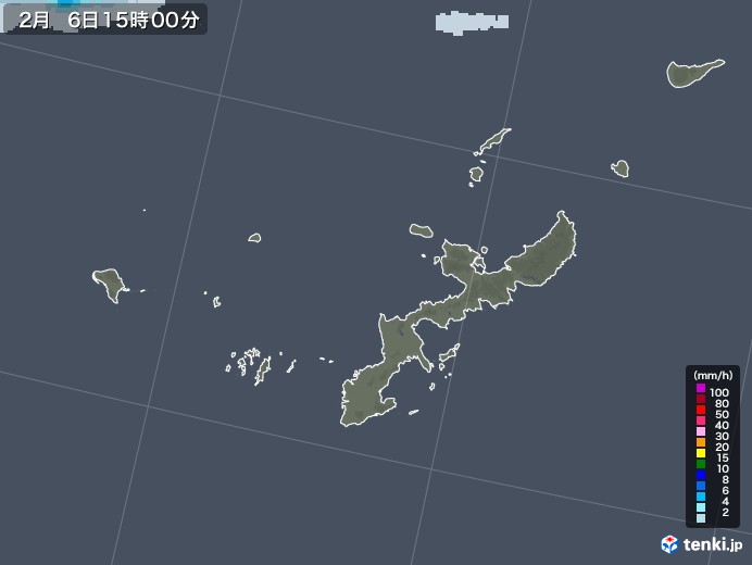 沖縄県の雨雲レーダー(2021年02月06日)