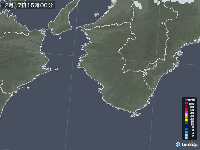 和歌山県の雨雲レーダー(2021年02月07日)