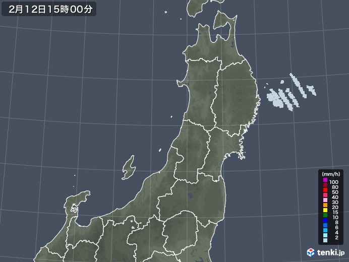 東北地方の雨雲レーダー(2021年02月12日)