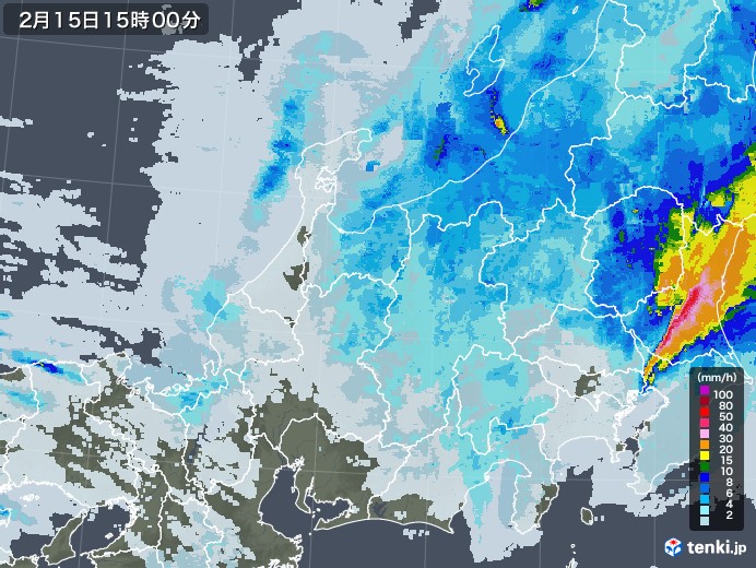 北陸地方の雨雲レーダー(2021年02月15日)