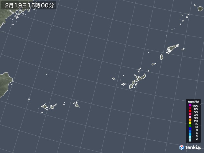 沖縄地方の雨雲レーダー(2021年02月19日)