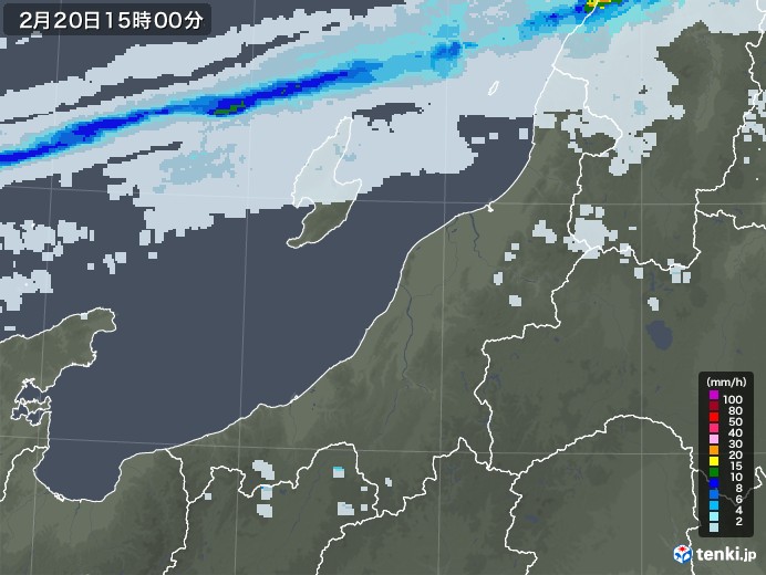 新潟県の雨雲レーダー(2021年02月20日)