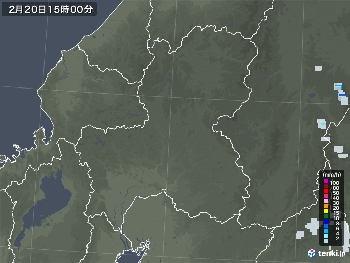 岐阜県の雨雲レーダー(2021年02月20日)