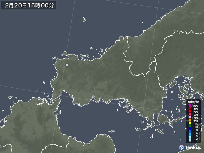 山口県の雨雲レーダー(2021年02月20日)