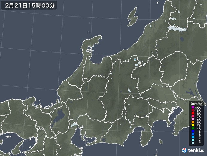北陸地方の雨雲レーダー(2021年02月21日)