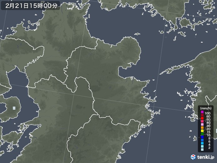 大分県の雨雲レーダー(2021年02月21日)