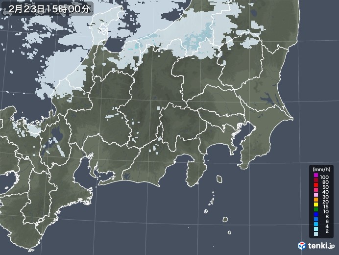 関東・甲信地方の雨雲レーダー(2021年02月23日)