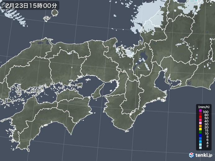 近畿地方の雨雲レーダー(2021年02月23日)