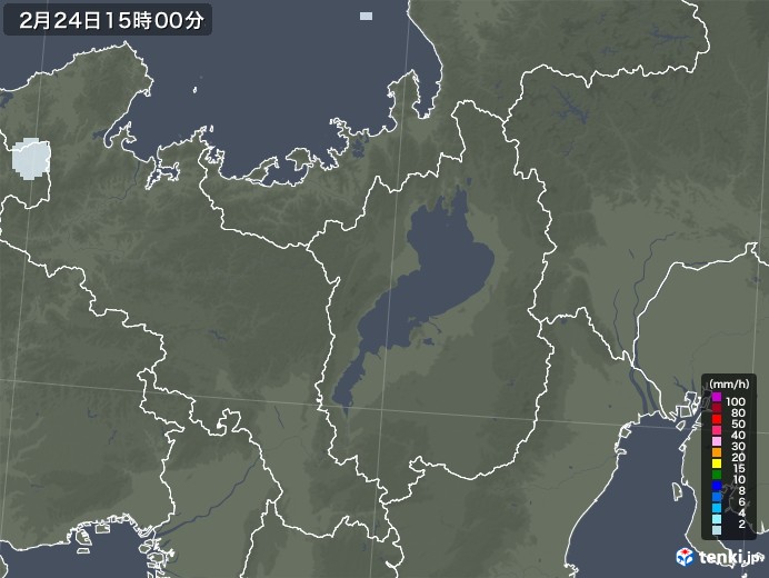 滋賀県の雨雲レーダー(2021年02月24日)