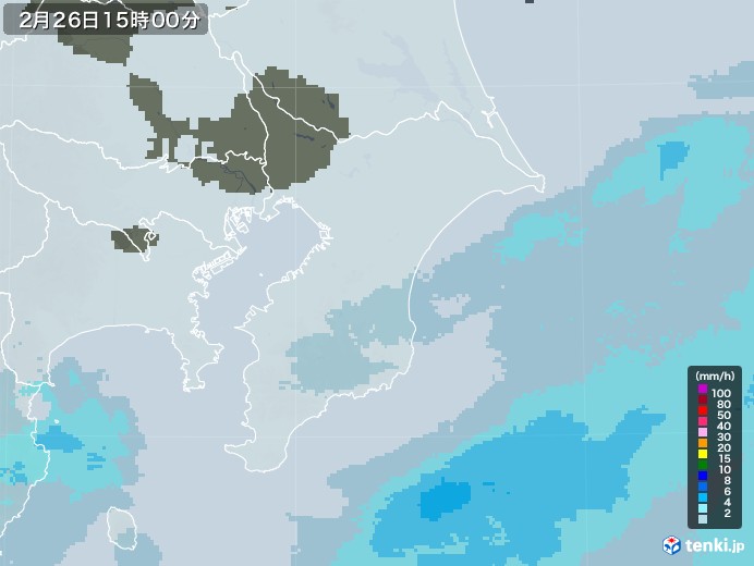 千葉県の雨雲レーダー(2021年02月26日)