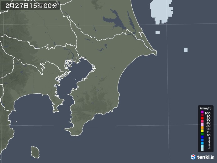 千葉県の雨雲レーダー(2021年02月27日)