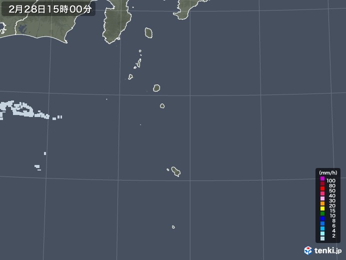 伊豆諸島(東京都)の雨雲レーダー(2021年02月28日)