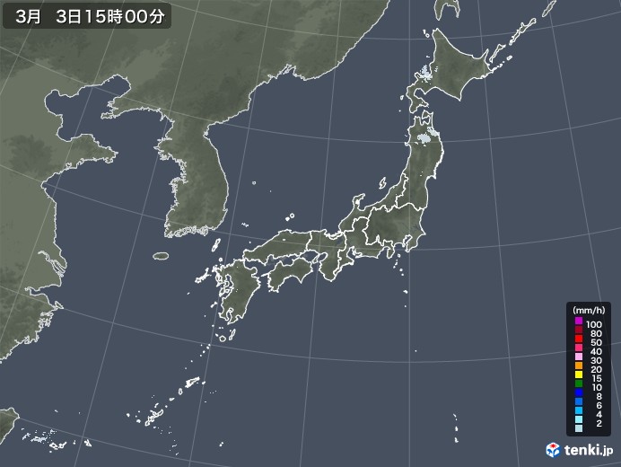 雨雲レーダー(2021年03月03日)