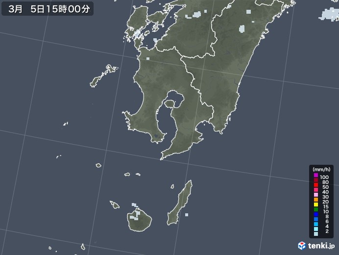 鹿児島県の雨雲レーダー(2021年03月05日)