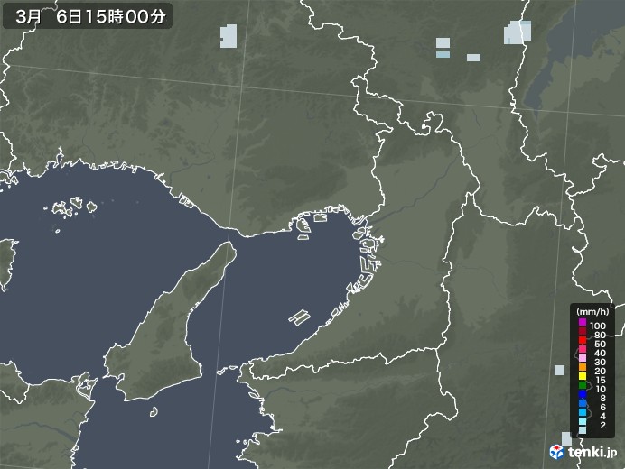 大阪府の雨雲レーダー(2021年03月06日)