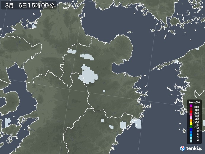 大分県の雨雲レーダー(2021年03月06日)