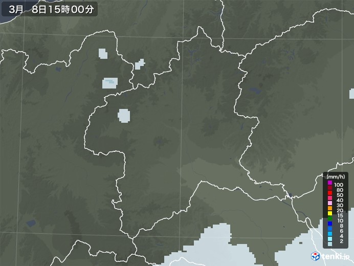 群馬県の雨雲レーダー(2021年03月08日)