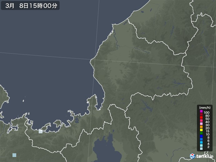 福井県の雨雲レーダー(2021年03月08日)