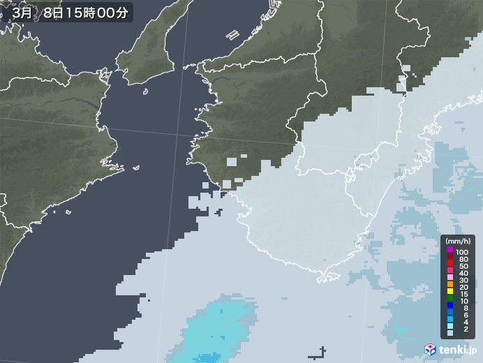 和歌山県の雨雲レーダー(2021年03月08日)