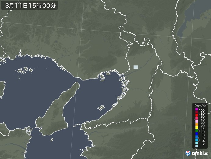 大阪府の雨雲レーダー(2021年03月11日)