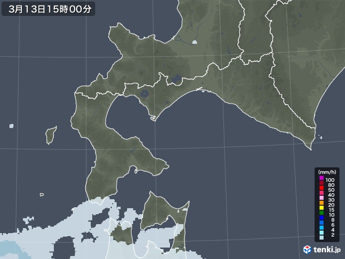 道南の雨雲レーダー(2021年03月13日)