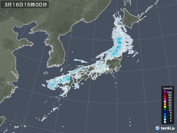 雨雲レーダー(2021年03月16日)