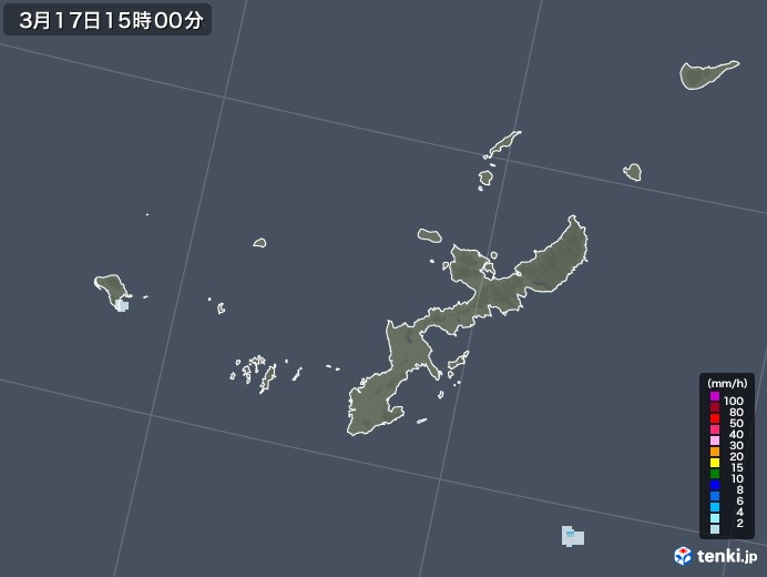 沖縄県の雨雲レーダー(2021年03月17日)